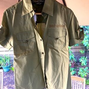 NWT Khaki Green Harley-Davidson Medium Shirt